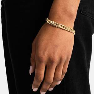 Pulsera Clásica Miami Cuban Link de Plata Esterlina 925 Bañada en Oro Amarillo, Cadena Estilo Hip Hop - Product Image 3
