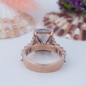 Bezel Set 3 Carat <b>Emerald</b> Cut Moissanite Engagement <b>Ring</b> 925 Sterling <b>Silver</b> 18k Gold Plated for Certified Women's Jewelry - Product Image 4