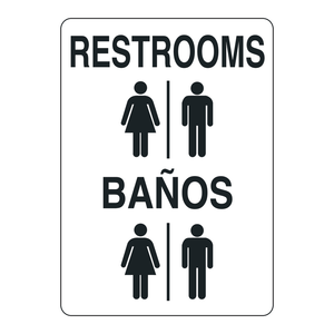 Señalización de Tráfico Bilingüe (Señal de Baño) Inglés/Español - Señal de Seguridad de PVC Duradero para Uso en Interiores/Exteriores - Product Image 3