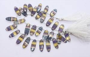 Perles de fluorite naturelle facettées de forme fantaisie, 9 pouces, perles de fluorite ovales multicolores, perles de fluorite pour la création de bijoux - Product Image 4