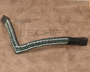 Luxury Emerald Crystal Horse Browband for Bridles Black Leather V Shape Rhinestone <b>Equestrian</b> Tack Accessory - Product Image 4