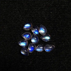 Haute qualité 5x8mm naturel arc-en-ciel pierre de lune poire Flatback Cabochon lâche Semi précieux pierres précieuses bijoux fournisseur indien - Product Image 2