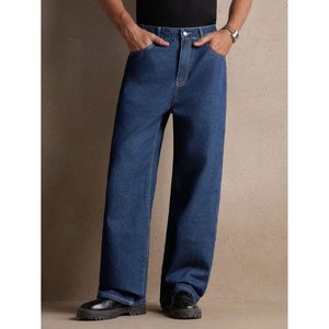 Jean en denim tendance DX coupe droite large, écologique, respirant, style vintage délavé, coupe ample printemps, taille 26 - Product Image 2