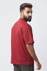 Custom Heavyweight Cotton High <b>Neck</b> T Shirts Men Drop Shoulder Oversized Cotton T Shirt Street Style Summer Tee <b>Tops</b> Men - Product Image 5