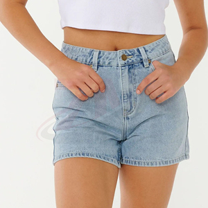 Shorts de Mezclilla para Mujer, Cintura Alta, Casuales, de Verano, con Logotipo Personalizado, Ropa Urbana, Fabricante de Ropa OEM - Product Image 5