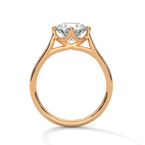 แหวนหมั้นเพชรทรงกลมเจียระไนแบบบริลเลียนท์ 14K โรสโกลด์ เพชรเพาะเลี้ยงในห้องปฏิบัติการ สำหรับผู้หญิง - Product Image 3