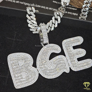 Luxury " BGE " Pendant Necklace <b>Iced</b> <b>Out</b> Diamond Cuban <b>Chain</b> Fashion Jewelry Gift For Him - Product Image 4