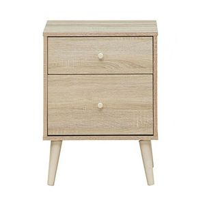 Comodino Moderno Nordico in Rovere con 2 Cassetti e Gambe in Gomma per Camera da Letto, Villa, Hotel, Casa - Product Image 1