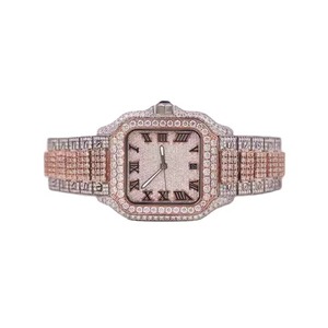 Nouvelle montre de luxe en acier inoxydable avec mouvement à quartz, diamant Moissanite VVS de haute qualité, style classique Hip Hop unisexe, fabriquée en Inde - Product Image 1