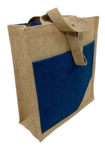 Bolsa de Compras Grande Ecológica de Yute Azul Marino con Asas de Cuerda, Logotipo Personalizado, Bolsa de Supermercado para Regalos - Product Image 2