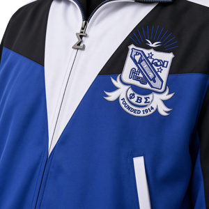 Phi Beta Sigma Royal Blue Black White <b>Men</b>’s Greek Fraternity Full Zip <b>Jacket</b> Embroidered Crest Long Sleeve <b>Lightweight</b> Outerwear - Product Image 5
