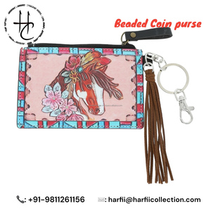 Cổ điển nghệ nhân da nâu ví tiền xu Retro thiết kế phương tây với chi tiết dập nổi và đóng cửa dây kéo an toàn - Product Image 2