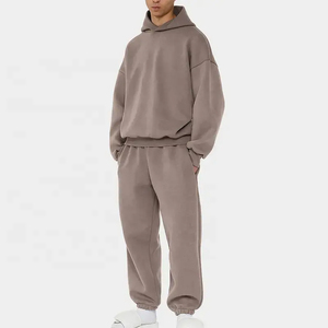 Conjunto Deportivo con Capucha para Hombre, Color Gris Claro, Algodón, Corte Holgado, con Bolsillos Laterales, para Otoño - Product Image 4