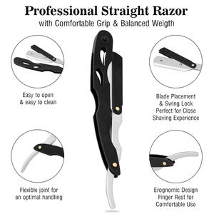 Stainless Steel Straight Edge <b>Razor</b> Folding Shavette Manual Barber <b>Razor</b> for Face Beard Lineup Salon Use - Product Image 5