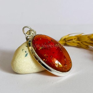 Pendentif ovale style ambre fait main en argent sterling 925 plaqué or, collier vintage bohème pour femme par NIKHIL GEMS - Product Image 5