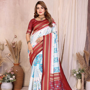 Sari Tradicional de Seda Suave del Sur de la India, de Primera Calidad, para Bodas, Diwali y Otras Ocasiones - Product Image 1