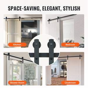 Kit Hardware per porte scorrevoli da 8 piedi 330LBS capacità di carico, puleggia silenziosa liscia per porta 1.3 "-1.8" larga 3.7-4,3 piedi - Product Image 6