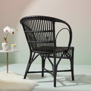 Elegante Silla de Comedor Moderna Francesa Ergonómica de Ratán Negro Tejida a Mano, Muebles Duraderos y Ligeros de Estilo Bistro para el Hogar - Product Image 5