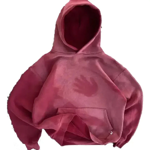 Sudadera con capucha de algodón grueso de alta calidad para hombre, con cremallera, color liso, efecto desgastado por el sol, lavado ácido personalizado, rasgada, vintage, desgastada, de forro polar, para invierno - Product Image 1