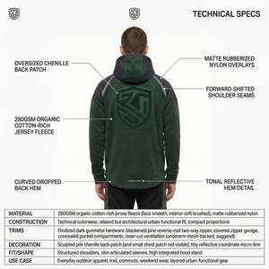 Sudadera con capucha modular de cremallera completa para hombre, estilo techwear, 280 g/m², forro polar orgánico cepillado, premium, OEM, ropa de calle, sudadera con capucha. - Product Image 5