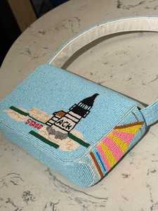 Bolso de Lona Bordado a Mano, Forma Rectangular, Patrón Colorido de Faro, Artesanía de Recuerdo - Product Image 1