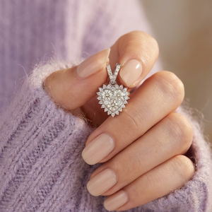 Chine Usine Fine Jewellery Personnaliser Haute Qualité 18k Solide Or Blanc Réel Diamant Coeur Collier Pendentifs Pour Cadeau Femmes - Product Image 5