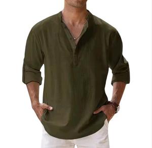 Camisa Casual Transpirable de Algodón de Manga Larga con Cuello Alto Holgado Estilo Deportivo para Hombre Tallas Grandes - Verano 2026 - En Stock - Product Image 4
