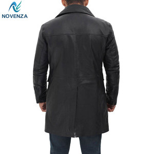 Manteau Trench Classique en Cuir pour Homme, Réversible, Coupe Ajustée, Doublure Chaude, Fermeture Boutonnée, Idéal pour les Voyages d'Affaires, Décontracté et Quotidien - Product Image 2