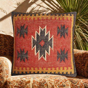 Dernier cri : Coussin ethnique indien traditionnel fait main en jute et laine, style bohème kilim, personnalisable pour la maison et l'hôtellerie - Product Image 5