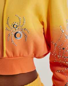 Sudadera con capucha de algodón de 500 GSM para mujer, con cremallera completa, manga larga, forro deportivo, talla grande, estampada, para invierno - Product Image 6