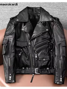 Chaqueta de Motociclista para Hombre Crown Gate International, Talla Grande, de Piel de Oveja, Impermeable, Corte Ajustado, Cuello Alto, Cierre de Cremallera, Color Negro - Product Image 6
