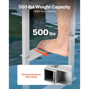 Scaletta da bagno a 4 gradini in lega di alluminio, rimovibile, larga e antiscivolo, per pontone, capacità di carico 500 libbre, accessorio di alta qualità - Product Image 3