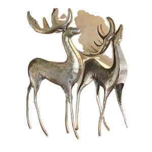 Reno de Navidad decorativo con acabado plateado, 2 piezas, modelos de ciervos sentados de aluminio fundido y pisapapeles de oficina, superventas - Product Image 4