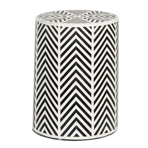 Minimalist black and <b>white</b> Stripe Design Resin inlay MDF Bed Side Table With Chevron Pattern Lacquer Finish For Decorative Use - Product Image 1