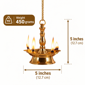 Handmade <b>Antique</b> Brass Hanging 5 Wicks Diya Oil <b>Lamp</b> Stand Decor Wholesale Indian Traditional Temple Puja Oil <b>Lamp</b> Decor Items - Product Image 6