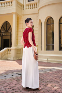Pantalones Largos de Mujer, Modernos y Elegantes, Blancos, de Cintura Alta, con Pierna Ancha y Acampanada, Casuales, para Oficina, Diseño Personalizado ODM OEM KRISTINA - Product Image 4