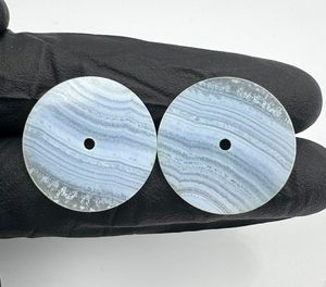 Cadran de montre en agate dentelle naturelle, taille 31,5 mm, épaisseur 1 mm, blanc/bleu, classique, élégant, vintage, luxe, fabriqué sur mesure, centre 2 mm - Product Image 3