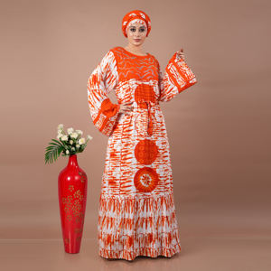 Vestido Maxi de Rayón con Estampado Digital Abstracto, Mangas Acampanadas, Detalle de Lazos y Silueta Relajada hasta el Suelo - Product Image 5