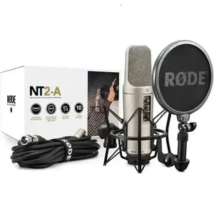 Micrófono de Condensador de Escritorio Metálico, Micrófono de Grabación de Audio Estéreo con Filtro, Soporte Antivibratorio y Cable XLR para Estudio - Product Image 1