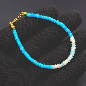 HAYAAT GEMS Natural Ethiopian Opal Beaded Bracelet | Silver Plated Luxury Unisex Blue White <b>Fire</b> Gemstone October Birthstone - Product Image 3