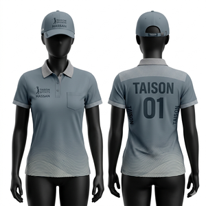 Camiseta de golf para mujer, premium, tela transpirable de spandex, diseño de paneles con estampado paisley en azul marino y coral, logotipo bordado por sublimación personalizado - Product Image 5