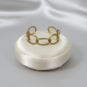 Handmade Brass Oval Link Cuff <b>Bracelet</b> – Minimalist Open Chain Bangle for Women – Adjustable Bold Statement Jewelry - Product Image 4