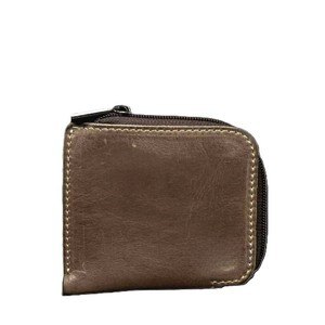 Premium Brown Genuine Leather Zippered Wallet Slim Mini Coin <b>Purse</b> Contrast Stitching Compact Credit Card Pocket Key Cash Pouch - Product Image 1