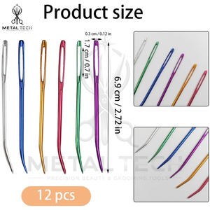 Kit d'aiguilles à coudre multicolores à grande pointe droite en aluminium durable pour la confection de tissages capillaires et la personnalisation de perruques - Product Image 4