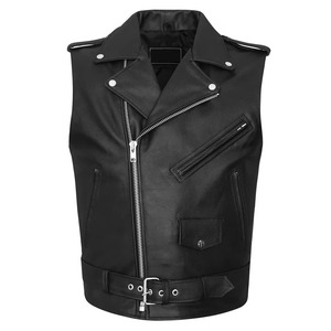 Chaleco de Motociclista de Cuero Genuino para Mujer, Cierre de Cremallera, Color Sólido, Ropa de Abrigo para Otoño - Product Image 1