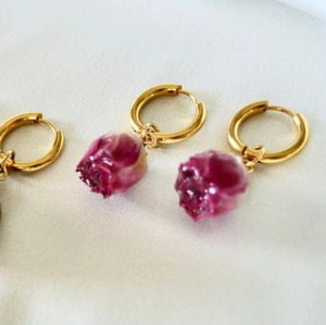 A beautiful collection of handcrafted nature inspired Resin <b>Earrings</b> orchids and preserved rosebud - Product Image 4