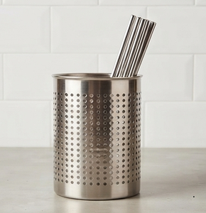 Organizador de Cubiertos de Acero Inoxidable, Cilíndrico y Perforado, para Cocina - Product Image 4