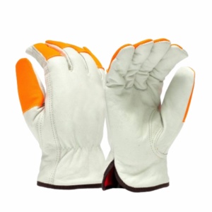Gants de sécurité confortables en cuir de chèvre robuste, résistants à la chaleur, antidérapants, avec manchette élastique pour la construction et le jardinage quotidiens - Product Image 1