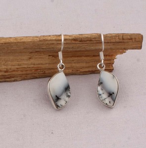 925 <b>Sterling</b> <b>Silver</b> Dendritic Agate <b>Earrings</b> Natural Gemstone Leaf Shape <b>Dangle</b> <b>Earrings</b> Handmade Jewelry for Women Wholesaler - Product Image 2