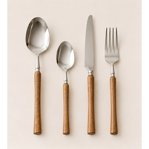 Ensemble de couverts en acier inoxydable de qualité supérieure avec manches en bois d'acacia naturel, pour hôtel, restaurant et table de mariage - Product Image 5